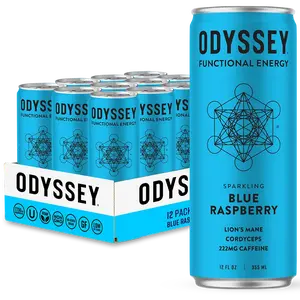 Blue Raspberry 222 Sparkling Energy Drink - 222mg Caffeine - 12 Pack