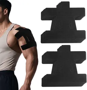 10 Count Kinesiology Tape for Shoulder Pain Relief Pre Cut Sports Waterproof Breathable Enhance Elastic Kinesiology Athletic Tape for Shoulder Support and Muscle Sports(Black)