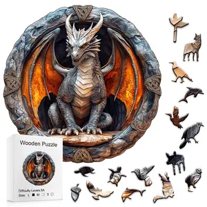 Mythical Dragon Jigsaw Puzzle 5A Difficulty Healing Stress Relief Immersive Challenge Wood Puzzle for Creativity Enthusiast Family Adult Kids Fantasy Lover