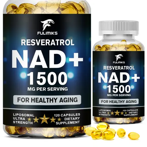 FULIMIKS NAD+ Resveratrol Wellness Supplement - 1 Bottle, 120 Capsules, 1500mg, 2 Caps Daily for US Adults, Fitness Support, Immune Boost, Brightening, Cellular Health, Optimal Metabolism