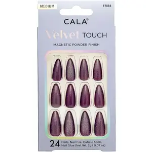 Cala Velvet Touch | Almond Purple Cateye Press On Nails