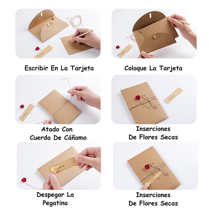 Gift Card Envelopes with Dried Flower, Funny Birthday Greeting Card, Flower Thank You Card, with Heart Clasp for Women, Wedding,Birthday, Baby Showers, Invitation Wish Card, Graduation Valentine's Day, Mother's Day