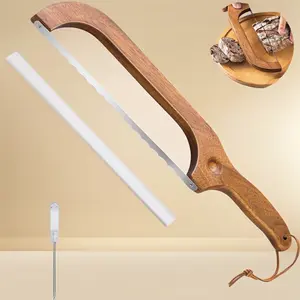 14.5" Wooden Sourdough Bread Knife – Bow Design, Easy to Cut Uniform Thin Slices, Bread Saw for Homemade Bread, Bagel, Baguette & More