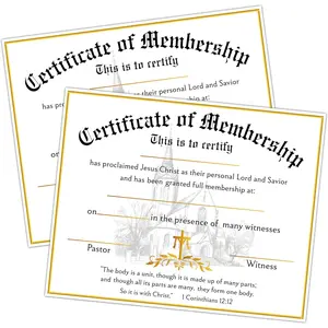 Church Membership Certificates for New Members, 25 Pcs Gold Foil Recognition Certificate, Certificates of Membership Gifts for New Church Members, Christian Religious Favors & Supplies -16