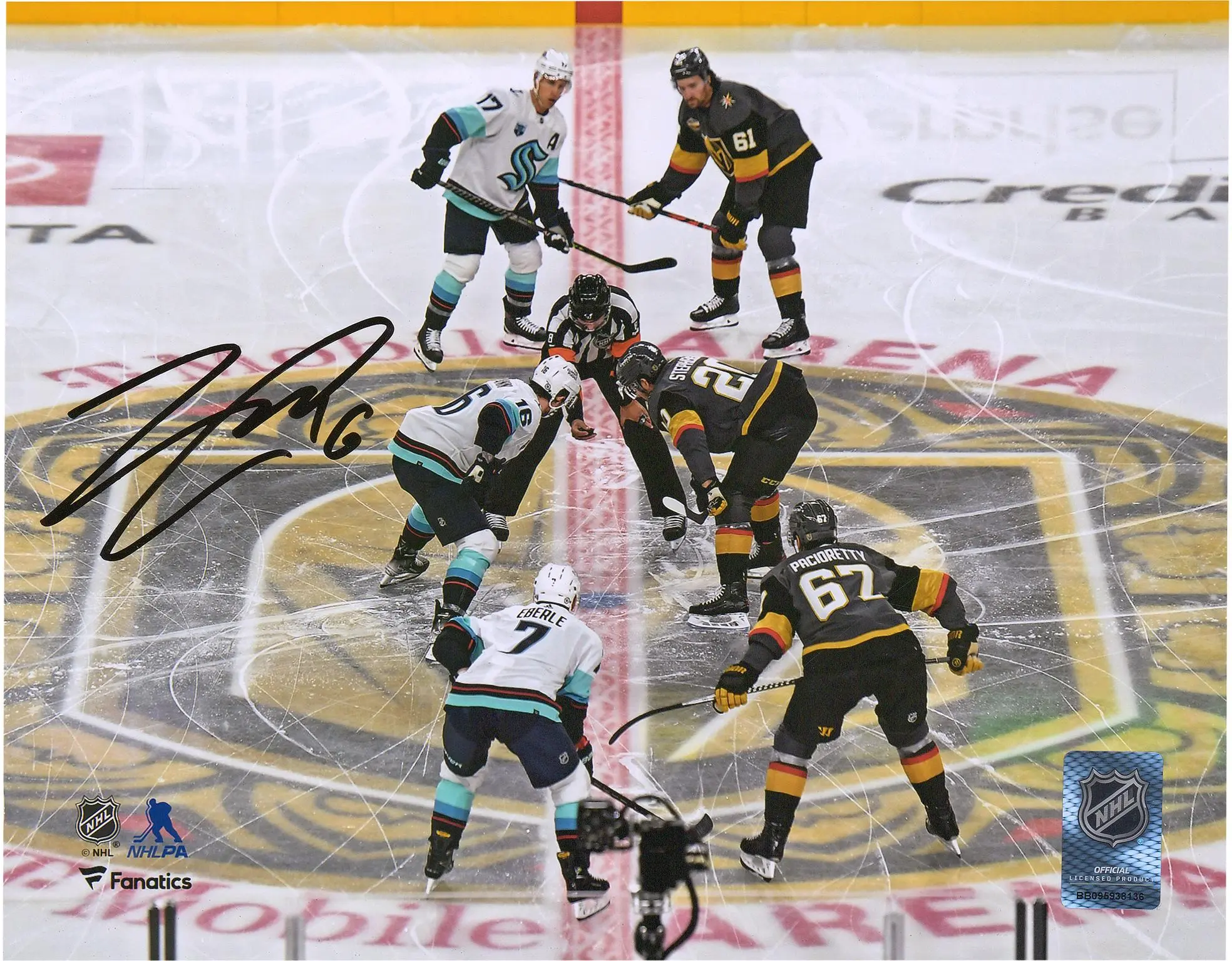 Jared McCann Seattle Kraken Autographed 8" x 10" First Franchise Face-Off Photograph - Fanatics Authentic Certified