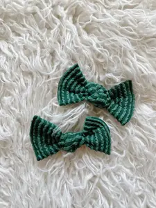 Textured Pigtail Clip Set - Wavy Ribbed Pine