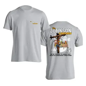 (Comfort Colors) Big Johnson Linemen T-Shirt – Funny Work Humor Graphic Shirt Double-Sided Electric Lineman Shirt Blue Collar Job Humor Gift