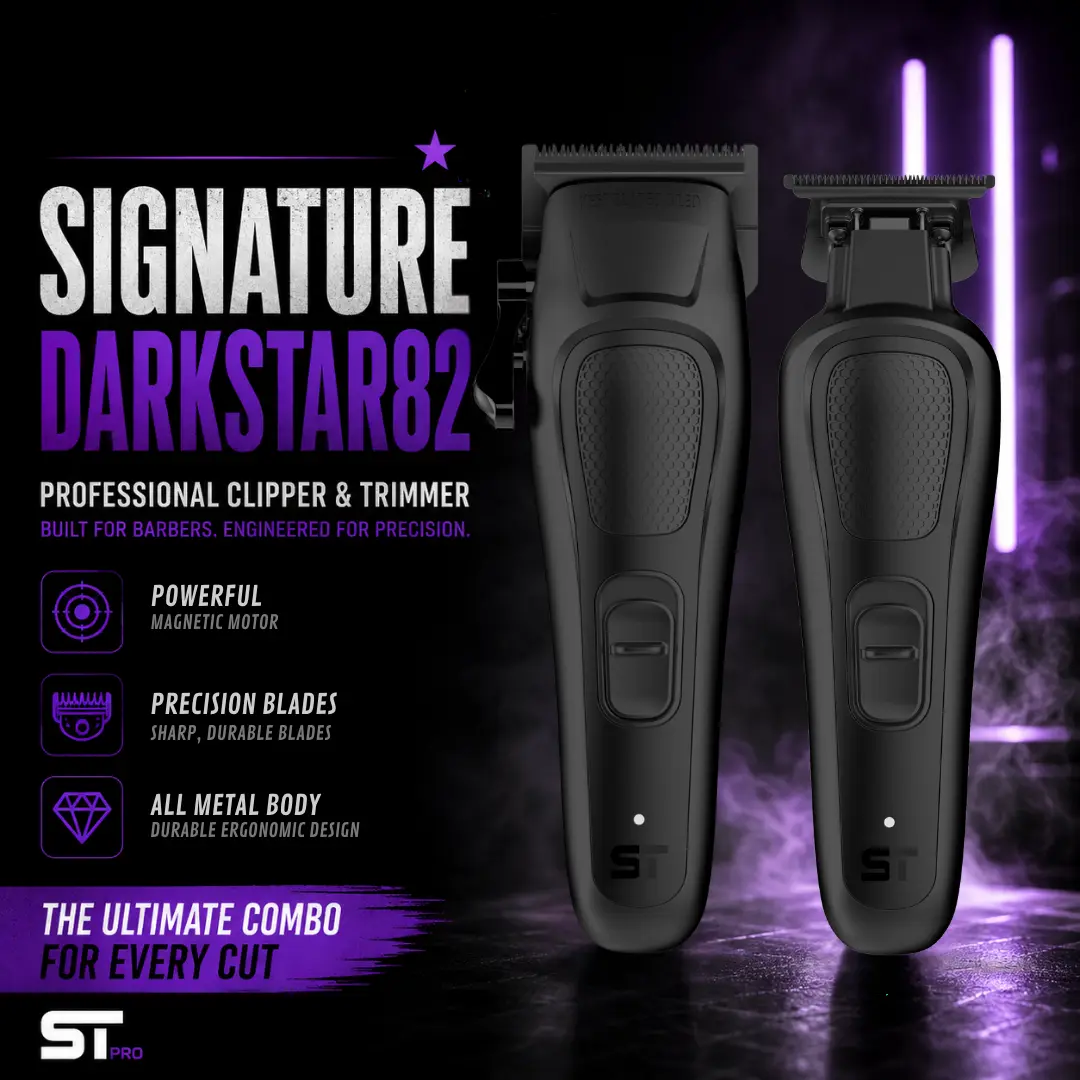 Supreme Trimmer DARKSTAR 82 Bundle - All-Metal Clipper & Trimmer Set with Vector Motor Technology & 9000-12k RPM Performance Durable & Lightweight
