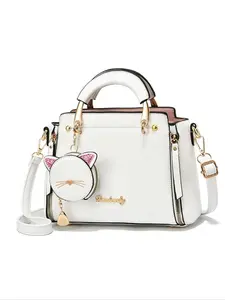 Cute Cat Charm Tassel Decorated Handbag & Coin Purse, Fashionable Purse Handbag, Fashion Large Capacity Shoulder Bag & Coin Purse for Daily Used, Casual Trendy Versatile Commuting Bag