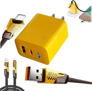 2026 New 120w Type C/USB A Dual Ports Adapter, C Chargers Fast Charging 3.3 ft, Fast Phone Charger, Mechanical Style Multi-Function Cable, for Gaming Office Travel
