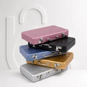 Aluminum Card Holder for Men Women Hard Shell Wallet Metal Business Card Case Credit Card Holder Slim ID Card Wallet Portable Card Storage Box Locking Card Case Pocket Wallet for Office Workers Students Business Travel Meetings Daily Use Professional Gift
