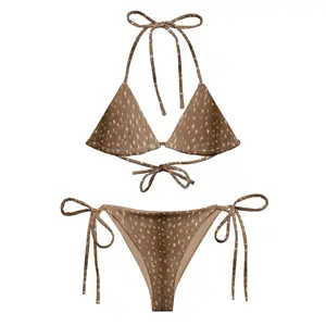 Brown Fawn Dust Deer Print Bikini Set, Summer Beach, Bikini For Women
