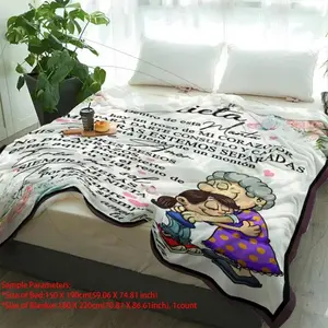 Floral & Letter Pattern Blanket, Floral Print Blanket, 1 Count Soft Warm Throw Blanket, Air-conditioned Room Blanket, Cozy Nap Blanket for Home Office Travel
