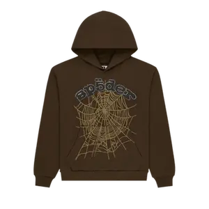 Sp5der Og Web Rhinestone Hoodie 'Brown'