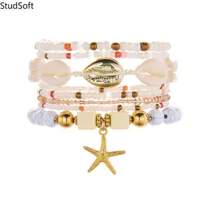 New Bohemian-Style Vacation Collection: Layered Seed Bead & Shell Bracelet — Creatively Designed Beach Jewelry