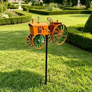 Garden Wind Spinner Metal Wrought Iron Tractor Windmill Garden Decor, Outdoor Rotating Wind-Powered Ornament, Ideal Gift for Friends and Housewarming Presents