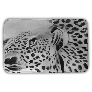 360 stand Rectangle Microfiber Foam Bath Mat - 21x34 in. Standard Size, Modern Black Leopard Feline Design, Essential Home & Bathroom Decor for Shower