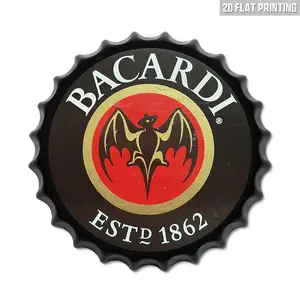 1pc 2D Flat Vintage Beer Bottle Cap Metal Sign, 13.8x13.8 Inch Home Bar Wall Art, Men's Cave Garage Decoration