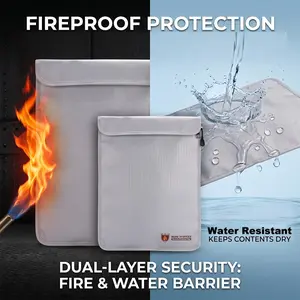 Double Zipper Liquid Silicone Flat Bag, Fireproof Waterproof, Store Important Documents, Cash, Contracts, Power Bank, Essential Items