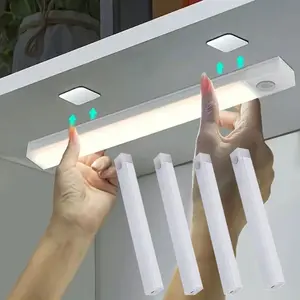 4-Pack Motion Sensor Cabinet Night Light, USB Rechargeable Wireless LED Lamp, Multi-Functional LED Lights for Closets, Cabinets, Stairs