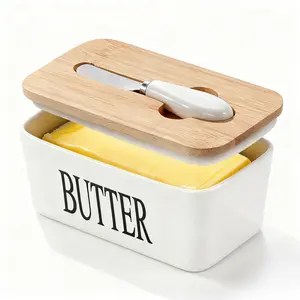 Ceramic Luxury Large Butter Dish - Countertop Keeper with Lid, Knife, High-Quality Silicone Sealing, and Easy-Clean Design - Perfect Kitchen Gift for Butter Lovers #Summervibes
