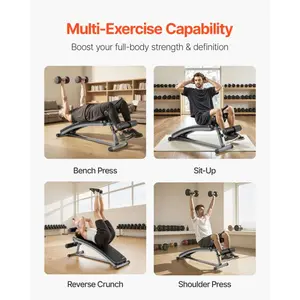 fathersdaygift VEVOR Sit Up Bench, Curved Decline Ab Bench with Reverse Crunch Handle, with 6 Adjustable Height Setting, Heavy Duty Steel, 600 Lbs Capacity for Home Gym Workouts, Strength Training, Full Body Muscles
