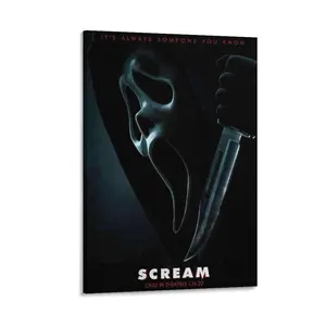 Horror Movie Scream 5 Poster Canvas Wall Art, Large Size Printing, Home Decoration Mural, Movie Collection Poster for Living Room & Bedroom Poster Canvas Wall Art For Bedroom Decor Bar Office Room Decor Gift