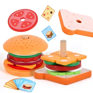 Baby Wooden Simulation Hamburger Fries & Sandwich Stacking Toy Food Cutting Matching Kitchen Tableware Pretend Play Toy Prefilled Easter Eggs Anime Sword Shape Building Blocks Set Butter Squishy Cards Realistic Stress Relief Oobleck