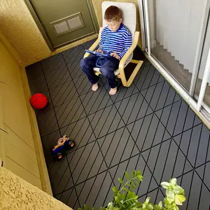 44 Pack Interlocking Deck Tiles 12"x12" Patio Flooring Waterproof Outdoor Indoor All Weather Use Dark Grey travertine Green Porcelain for Porch Poolside Balcony Backyard