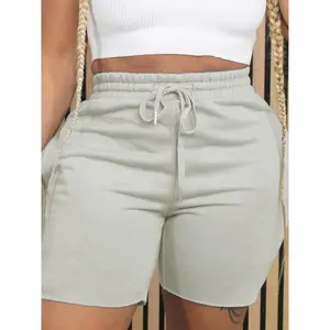 Women's Plain Drawstring Waist Track?Shorts, Casual Pocket Shorts for Summer, Women's Bottoms for Daily Wear
