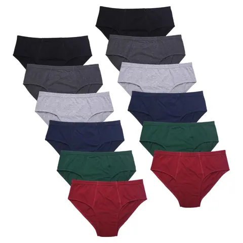Men's 12-Pack Low Rise Triangle Briefs - 100% Breathable Cotton Fabric, Tag-Free, Elastic Waist, Moisture Wicking, Plain, Woven Underwear for Skin Freshness, S-XL Menswear