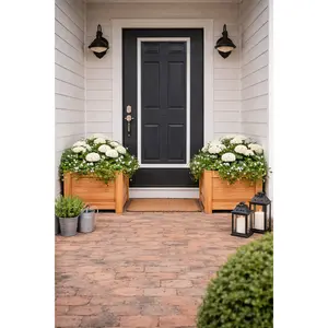 Tall Square Cedar Planter Box – Rustic Wooden Planter for Front Door, Patio