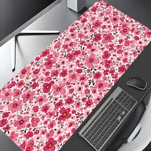 Pink Blooming Floral Large Gaming Mouse Pad, Washable Rubber Extended Desk Mat with Non-Slip Base, Girly Aesthetic Home Office Decor, Mouse Pads for Desk, Christian Gifts for Women, Desk Accessories