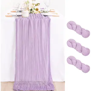 3 Pack 10ft Lilac Purple Lavender Cheesecloth Table Runner 35x120 Inch Rustic Gauze Centerpiece Decor for Bridal Shower Birthday Wedding