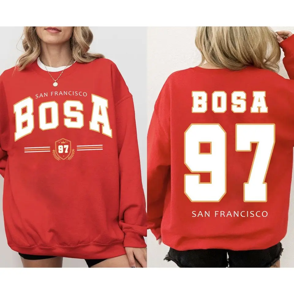 Double Side Nick Bosa Sweatshirt, San Francisco Football Sweatshirt