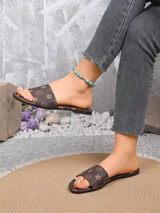 Women's Plaid Slip-On Sandals, Summer Outdoor Flat Casual Shoes, Vintage Style Versatile Footwear for Women