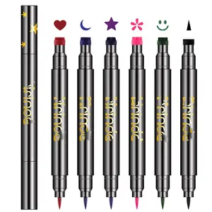 6 Pcs Liquid Winged Eyeliner Stamp Pen Set, Double-Ended Eye Liner Pencil, Long-lasting Waterproof Stamp Eyeliner Set for Eye Face Makeup