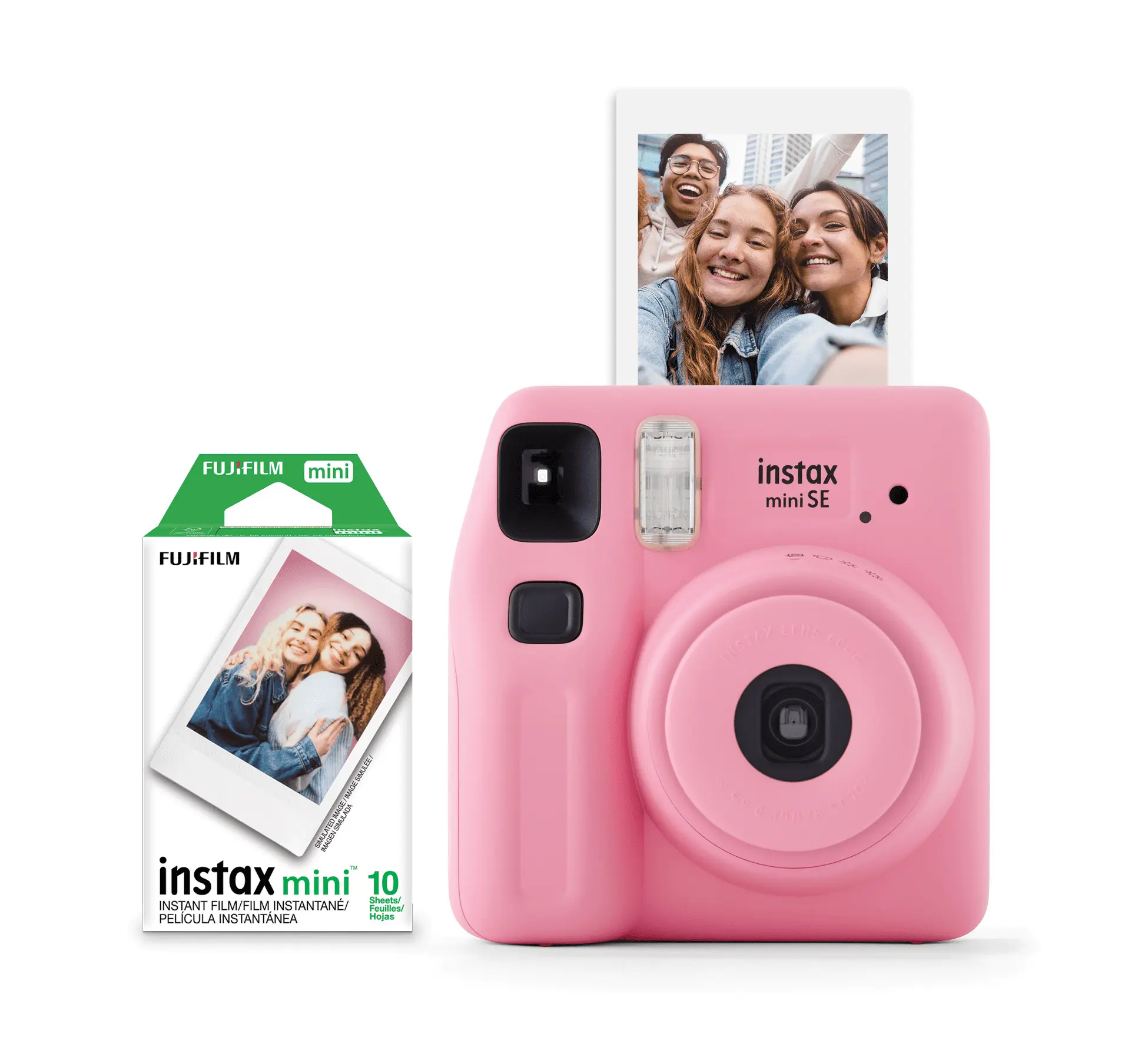 Fujifilm Instax Mini SE Instant Camera with Bonus 10 Pack Mini Film, Pink (Value Pack)