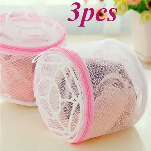 3 Pack Zippered Mesh Lingerie Laundry Bags Fine Mesh Durable Polyester Washing Bags Designed Specifically For Bras Prevent Deformation Protect Delicate Garments Laundry Net