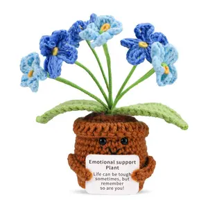 Crochet Forget-me-not potted doll, colorful small flower potted ornament, inspirational gift, handmade crocheted purple forget-me-not doll