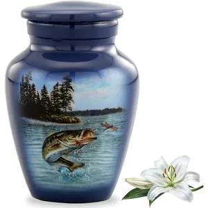 Bass Fishing Keepsake Urn - Bass Fish Sharing Cremation Urn for Human Ashes Male  Female - Fishing Token Urn - Handcrafted Funeral Memorial Mini Urn with Case, Funel  Velvet Bag Bag (Keepsake)