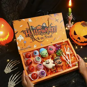 Christmas candy  Gift Box Set 4D Lollipop Marshmallows Gummies Various Mixed Candies Party Favors Creative Ghost Pumpkin Bat High Appearance Snacks For Kids Children Besties Little Friends Boyfriends And Girlfriends Gift 8.57 Oz 33 Count Spooky Treats