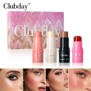Clubday 4-Piece Makeup Stick Set, Blush Highlighter Contour All-In-One, Waterproof Long-Lasting, Portable Beauty Kit for Beginners