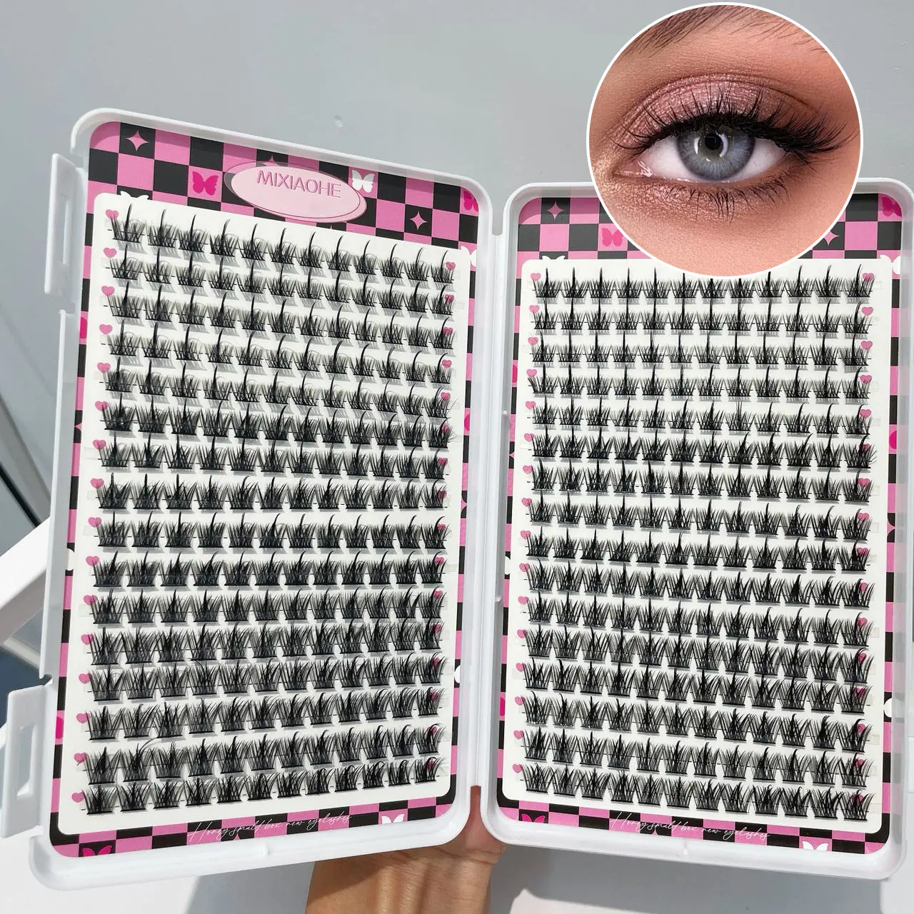 Sweet-Edgy Eyelash Book with DIY Volume Lashes Kit, 10-13mm Clusters for Eyelashes Extensions, Beginner-Friendly Cosmetic Set, Christmas, Valentine's Day & Mother's Day Gift, Cc Curl, Youth, 0.03 Mm, Lash Extensions, Makeup, Halloween, Book Pack, 0.03Mm