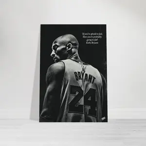Kobe Bryant 24 Art Print, Black & White Basketball Legend, Motivation Decor, Home Decor