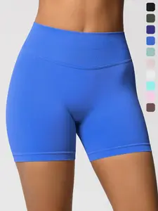 Women's Solid Color Seamless High Waist Gym Shorts, Breathable Comfortable High Stretch Yoga Shorts, Ladies Sportswear for Indoor Outdoor Wear, Activewear, Athletic Bottoms, Skinny Biker Shorts
