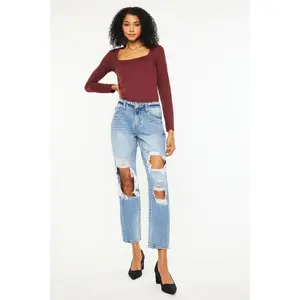 Kancan High Rise Distressed Boyfriend Jeans
