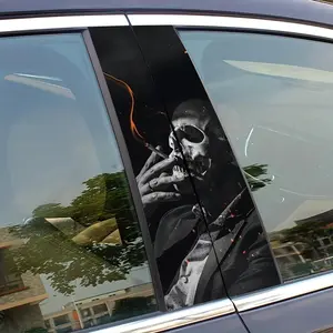 2 Pieces Alien Smoking Car B Pillar Sticker Durable Vinyl Easy to Paste Waterproof Suitable for Plastic Metal Smooth Surfaces Decal for cars
