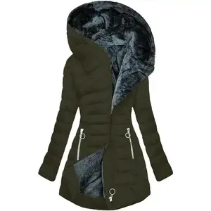 Winter Coats for Women Fuzzy Sherpa Fleece Lined Puffer Jackets Plus Size Thermal Warm Thicken Hooded Quilted Jacket
