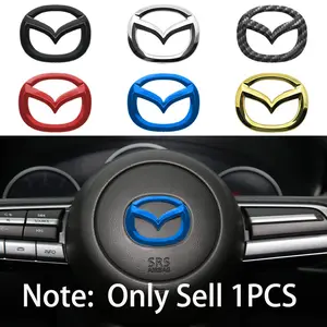 1pcs for Mazda 3D ABS Carbon fiber Car Steering Wheel Badge Logo Mazda 2 3 6 5 Demio CX3 CX4 CX5 CX-4 CX-5 CX7 CX30 MX3 MX5 MS Speed Axela Atenza Sticker Emblem Interior Decoration